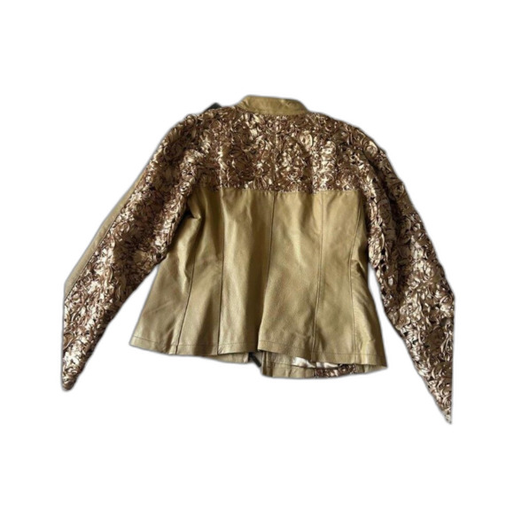 Pamela McCoy Genuine Leather Jacket – Rosette Ribbon Detail (NWT) Women M - Picture 5 of 6